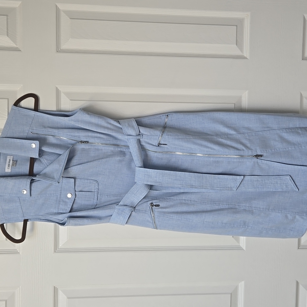 Calvin Klein Light Blue Belted Mini Dress